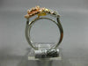ESTATE LARGE 1.09CT DIAMOND 14KT TRI COLOR GOLD 3D MULTI FLOWER HEXAGON FUN RING