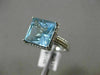 ESTATE LARGE 5.27CT AAA BLUE TOPAZ 14KT WHITE GOLD SQUARE HALO FILIGREE FUN RING