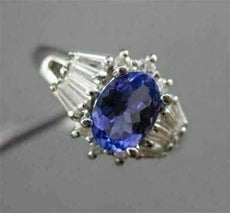 ESTATE 1.42CTW DIAMOND & AAA TANZANITE 14KT WHITE GOLD CLUSTER ENGAGEMENT RING