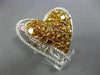 EXTRA LARGE 3.90CT WHITE & FANCY YELLOW DIAMOND 18K 2 TONE GOLD HEART LOVE RING