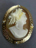 ANTIQUE AAA PEARL 14KT ROSE GOLD 3D HANDCRAFTED LADY CAMEO PENDANT BROOCH #25483