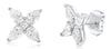 ESTATE 4.09CT DIAMOND PLATINUM 3D ROUND & PEAR SHAPE FLOWER STUD EARRINGS