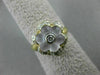 ANTIQUE WIDE .20CT DIAMOND & AAA WHITE QUARTZ 18K 2 TONE GOLD FLOWER RING #21715