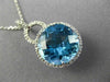 ESTATE LARGE 6.60CT DIAMOND & BLUE TOPAZ 14KT WHITE GOLD HALO ROUND HALO PENDANT