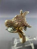 ESTATE EXTRA LARGE 1.88CT DIAMOND 14KT ROSE GOLD 3D HANDCRAFTED COW FUN RING