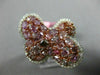 ESTATE LARGE 3.25CT WHITE & PINK DIAMOND 18K WHITE & ROSE BUTTERFLY FLOWER RING