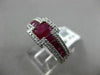 ESTATE WIDE 2.14CT DIAMOND & AAA RUBY 18K WHITE GOLD 3D SQUARE LOVE PROMISE RING