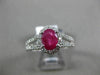 ESTATE 1.55CT DIAMOND & RUBY 14KT WHITE GOLD OVAL HALO FILIGREE ENGAGEMENT RING
