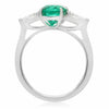 ESTATE 2.40CT DIAMOND & AAA OVAL EMERALD PLATINUM 3D THREE STONE ENGAGEMENT RING