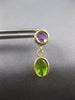 1.8CT AAA PERIDOT & AMETHYST 14KT YELLOW GOLD ROUND & OVAL BEZEL EARRINGS #27407