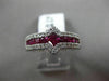 ESTATE 1.57CT DIAMOND & AAA RUBY 18KT WHITE GOLD 3D SIDEWAYS SQUARE PROMISE RING