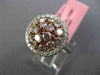 ESTATE WIDE 1.80CT WHITE & PINK DIAMOND 18K 2 TONE GOLD CLUSTER ANNIVERSARY RING