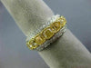 ESTATE 3.34CT WHITE & FANCY YELLOW DIAMOND 18K 2 TONE GOLD HALO ANNIVERSARY RING