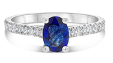 1.09CT DIAMOND & AAA SAPPHIRE 14KT WHITE GOLD OVAL SEMI ETERNITY ENGAGEMENT RING
