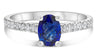 1.09CT DIAMOND & AAA SAPPHIRE 14KT WHITE GOLD OVAL SEMI ETERNITY ENGAGEMENT RING