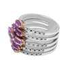 3.18CT DIAMOND & AAA AMETHYST 18K WHITE GOLD 3D MULTI ROW GEOMETRICAL FUN RING