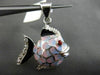 ESTATE .12CT OLD MINE DIAMOND 14KT WHITE GOLD 3D ENAMEL LUCKY FISH PENDANT