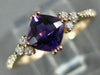 ESTATE .90CT DIAMOND & AAA CUSHION CUT AMETHYST 14K WHITE GOLD 3D FUN LOVE RING