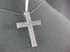 ESTATE LARGE 2.0CT DIAMOND 14KT WHITE GOLD 3D CLASSIC TWO ROW CROSS PENDANT