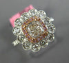 GIA WIDE 1.51CT MULTI COLOR DIAMOND 18K WHITE & ROSE GOLD FLOWER ENGAGEMENT RING