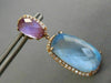 ESTATE LARGE 24.98CT DIAMOND & BLUE TOPAZ & AMETHYST 14KT ROSE GOLD 3D EARRINGS