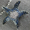 ESTATE LARGE 1.50CT DIAMOND & AAA SAPPHIRE 18KT WHITE GOLD STAR FISH FUN PENDANT
