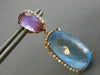 ESTATE LARGE 24.98CT DIAMOND & BLUE TOPAZ & AMETHYST 14KT ROSE GOLD 3D EARRINGS