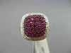 EFFY WIDE 1.48CT DIAMOND & AAA RUBY 14KT WHITE GOLD 3D SQUARE PAVE LEAF FUN RING