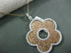 ESTATE LARGE 1.95CT DIAMOND 14KT WHITE & ROSE GOLD 5 LEAF CLOVER PENDANT & CHAIN
