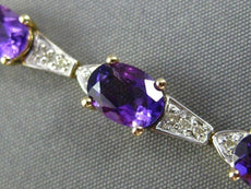 ESTATE LONG 10.65CT DIAMOND & AAA AMETHYST 14KT TWO TONE GOLD 3D TENNIS BRACELET