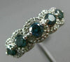 WIDE 1.23CT WHITE & BLUE DIAMOND 14K WHITE GOLD 5 STONE WEDDING ANNIVERSARY RING