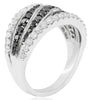 1.45CT WHITE & BLACK DIAMOND 14KT WHITE & BLACK GOLD MULTI ROW CRISS CROSS RING
