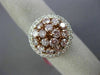 ESTATE WIDE 1.80CT WHITE & PINK DIAMOND 18K 2 TONE GOLD CLUSTER ANNIVERSARY RING