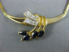ESTATE LARGE 1.20CT DIAMOND & AAA SAPPHIRE 14KT YELLOW GOLD LEAF NECKLACE #1112