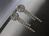 LARGE 1.80CT DIAMOND 14KT WHITE GOLD 3D TWO ROW CIRCULAR HANGING EARRINGS #27944