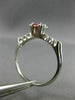 ANTIQUE WIDE .53CT DIAMOND & RUBY 14K WHITE GOLD FISH TAIL ENGAGEMENT RING 27642