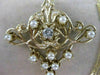 ANTIQUE DIAMOND PEARL 14K YELLOW GOLD OPEN FILIGREE VICTORIAN PIN PENDANT #2360