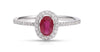ESTATE .62CT DIAMOND & AAA RUBY 14K WHITE GOLD OVAL & ROUND HALO ENGAGEMENT RING