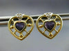 ESTATE LARGE .65CT DIAMOND & AMETHYST 14K TWO TONE GOLD 3D HEART EARRINGS #25209