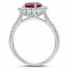 GIA 2.57CT DIAMOND & AAA RUBY 18K WHITE GOLD HALO SEMI ETERNITY ANNIVERSARY RING