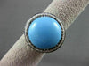 ESTATE LARGE .36CTW BLACK & WHITE DIAMOND & AAA TURQUOISE 14KT WHITE GOLD RING