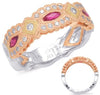 WIDE .63CT DIAMOND & AAA RUBY 14K TRI COLOR GOLD MARQUISE SHAPE ANNIVERSARY RING