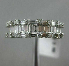 ESTATE 1.52CT ROUND & BAGUETTE DIAMOND 18KT WHITE GOLD 3D MULTI ROW WEDDING RING