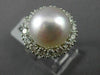 ESTATE LARGE 1.40CT DIAMOND & AAA SOUTH SEA PEARL 18KT WHITE GOLD HALO FUN RING