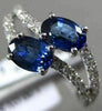 ESTATE 1.31CT DIAMOND & AAA SAPPHIRE 14KT WHITE GOLD TWO STONE DOUBLE WAVE RING
