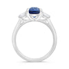 LARGE 3.27CT DIAMOND AAA SAPPHIRE PLATINUM OVAL CLASSIC 3 STONE ENGAGEMENT RING