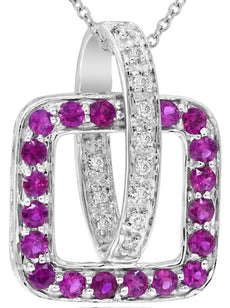 .93CT DIAMOND & AAA PINK SAPPHIRE 14KT WHITE GOLD LOVE KNOT FUN FLOATING PENDANT