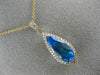 LARGE 3.12CT DIAMOND & AAA BLUE TOPAZ 14KT ROSE GOLD TEAR DROP FILIGREE PENDANT