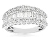 WIDE 2.06CT DIAMOND 14K WHITE EMERALD CUT & ROUND CLASSIC 3 ROW ANNIVERSARY RING
