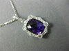 ESTATE 1.91CT DIAMOND & AAA CUSHION CUT AMETHYST 14KT WHITE GOLD 3D HALO PENDANT
